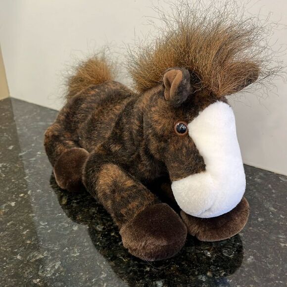 Aurora Flopsies Floppy Chocolate Brown White Horse Pony Plush Stuffed Animal 12” - Picture 1 of 8